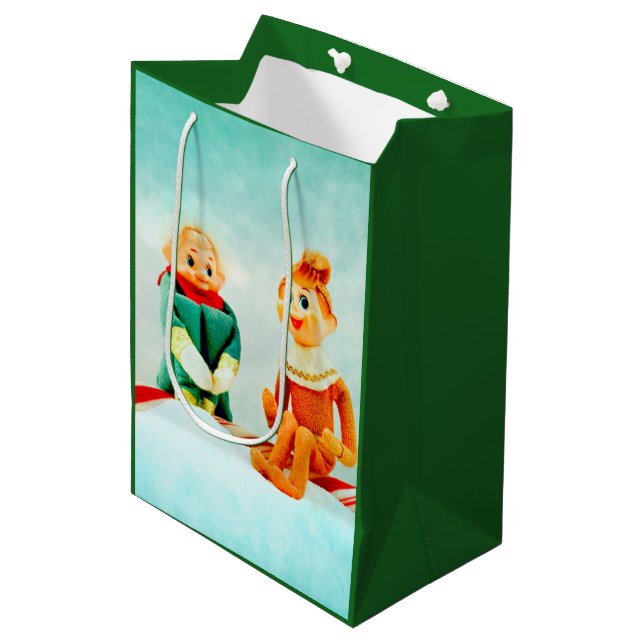 Sacola Para Presentes Média Primeira Data Elf (Frente inclinada)