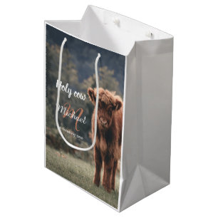 Sacola Para Presentes Média Primeira festa de aniversário de vitelo de vaca