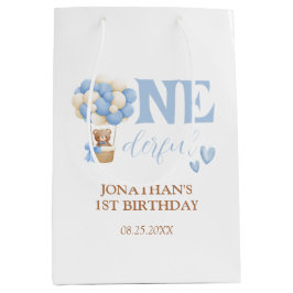 Sacola Para Presentes Média Primeiro aniversario de Balão de Ar Quente do Belo