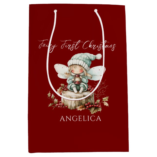 Sacola Para Presentes Média Primeiro Natal da Fada (Frente)