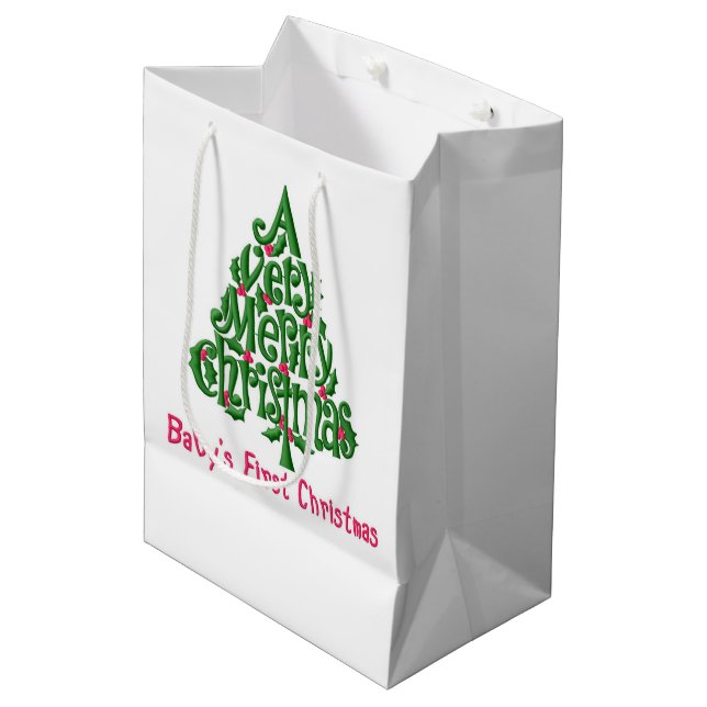 Sacola Para Presentes Média Primeiro Natal do Bebê (Frente inclinada)