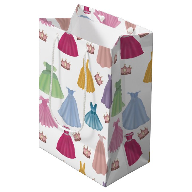 Sacola Para Presentes Média Princesa Veste Fairytale Pequena Garota (Frente inclinada)