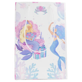 Sacola Para Presentes Média Princess & Mermaid Birthday Invitation Card