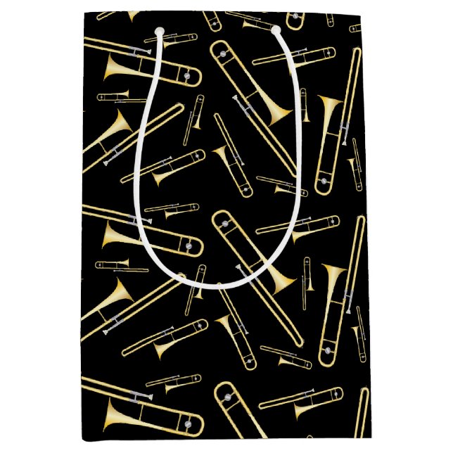 Sacola Para Presentes Média Professor de Bandas Musical de Trombone (Frente)