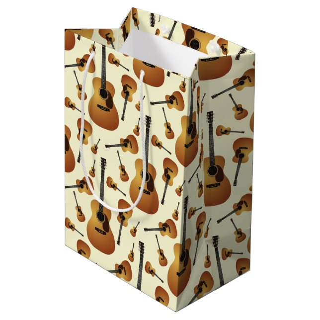Sacola Para Presentes Média Professor de Música Musical de Violão Acústico (Verso inclinado)