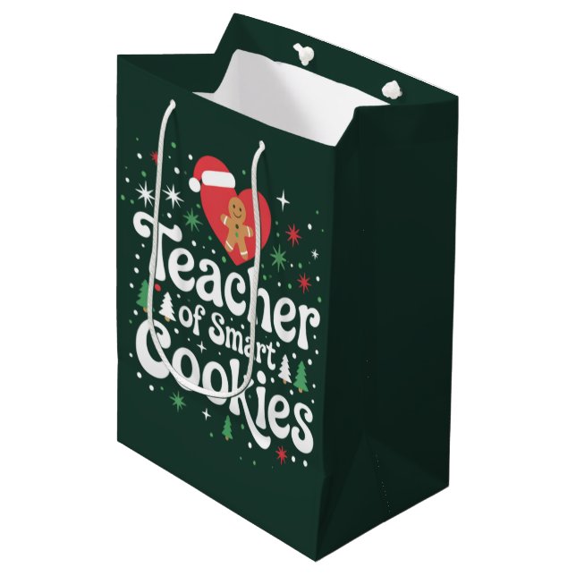 Sacola Para Presentes Média Professor De Natal De Biscoitos Inteligentes (Frente inclinada)