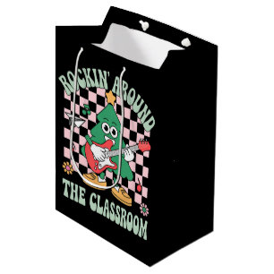 Sacola Para Presentes Média Professor Groovy Natal Balançando na Sala de Aula