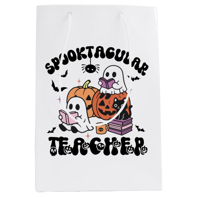 Sacola Para Presentes Média Professor Spooktacular Halloween (Frente)