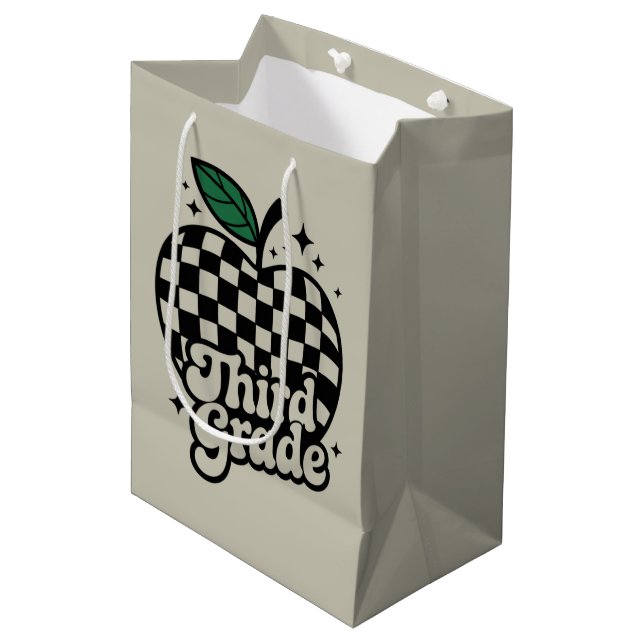 Sacola Para Presentes Média Professora do 3º ano de volta à escola (Frente inclinada)