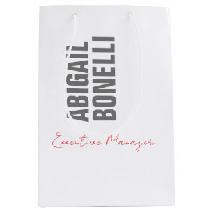 Sacola Para Presentes Média Profissional minimalista ousado moderno cinza bran