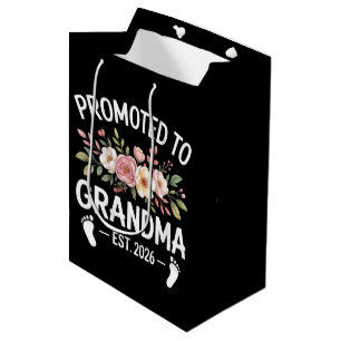 Sacola Para Presentes Média Promovida para Avó 2026 Primeira Vez Nana Floral