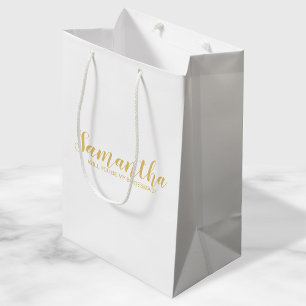 Sacola Para Presentes Média Proposta de Bridesmaid Script moderno Dourado