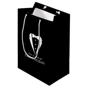 Sacola Para Presentes Média Proposta de Padrinho de casamento de Terno Tuxedo