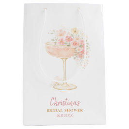 Sacola Para Presentes Média Prosecco Romântico & Pétalas Chá de Noiva