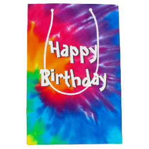 Sacola Para Presentes Média Psicodélico Rainbow Tie Dye Aniversário