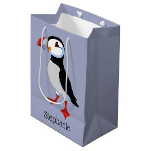 Sacola Para Presentes Média Puffin Design Gift Bag
