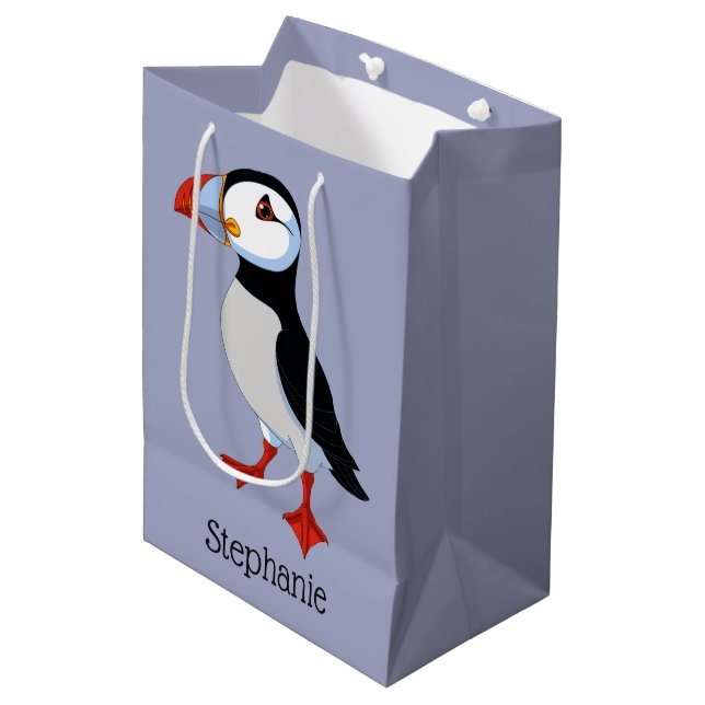 Sacola Para Presentes Média Puffin Design Gift Bag (Frente inclinada)