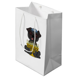 Sacola Para Presentes Média Pug cinzento Feriado-Bonito judaico com Menorah