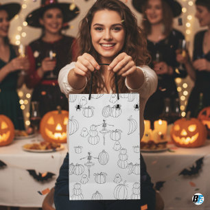 Sacola Para Presentes Média Pumpkin de Haloentre em Preto Simples