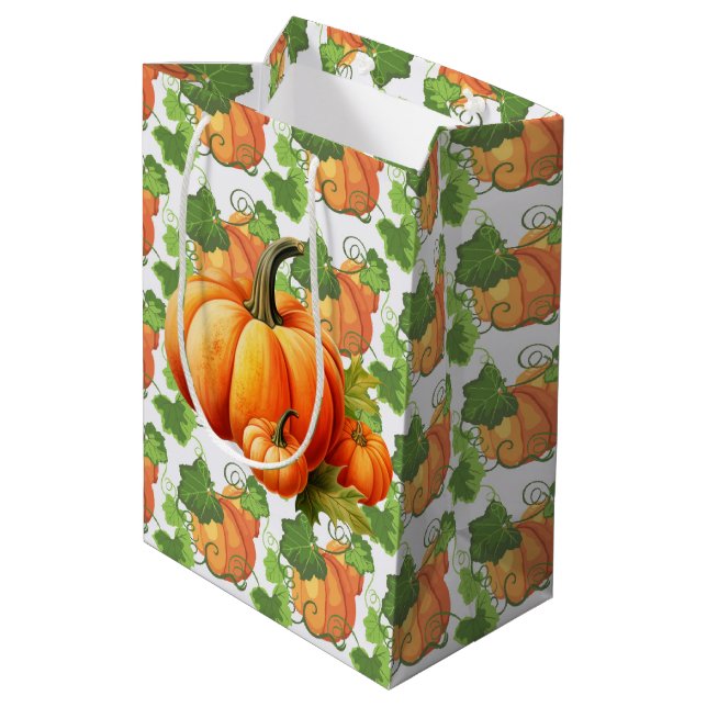 Sacola Para Presentes Média Pumpkin de queda (Verso inclinado)