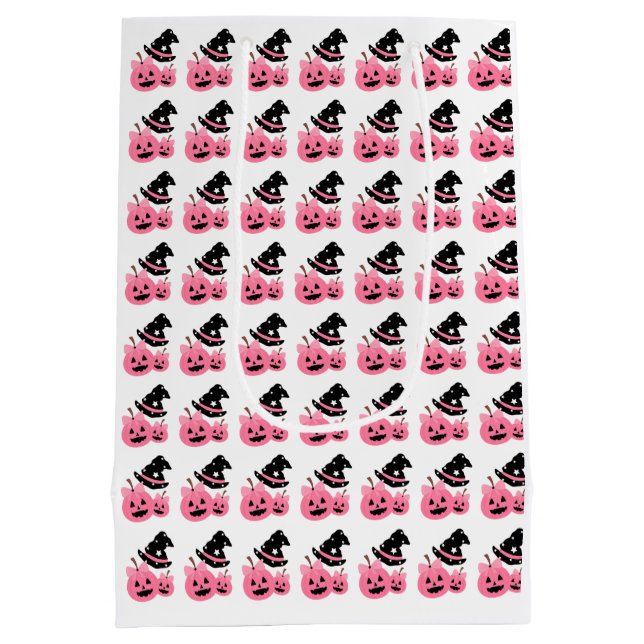 Sacola Para Presentes Média Pumpkin rosa e pança de papel para presente no Dia (Verso)