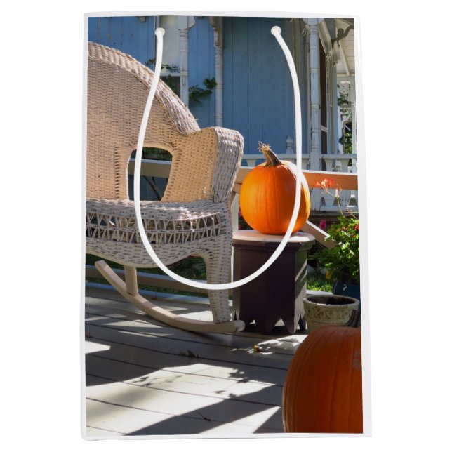 Sacola Para Presentes Média Pumpkins e Wicker Rocker - Martha's Vineyard (Frente)