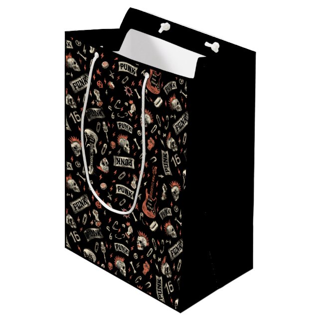 Sacola Para Presentes Média Punk Rock Pattern - Negrito e rebelde (Frente inclinada)