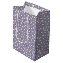 Sacola Para Presentes Média Purple Floral Birthday