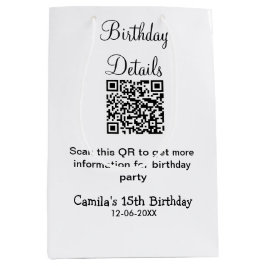 Sacola Para Presentes Média QR código detalhes da festa de aniversário moderna