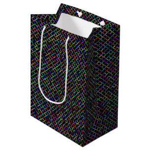 Sacola Para Presentes Média quadrados coloridos padrão vibratório único geomét