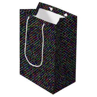 Sacola Para Presentes Média quadrados coloridos padrão vibratório único geomét