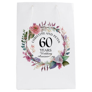 Sacola Para Presentes Média Qualquer Casamento (60) Aniversário Floral Elegant