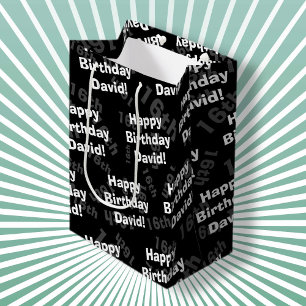 Sacola Para Presentes Média Qualquer idade e nome personalizado feliz aniversá