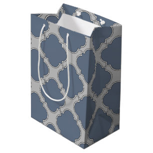 Sacola Para Presentes Média Quatrefoil de cinza azul