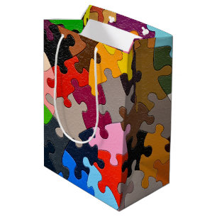 Sacola Para Presentes Média quebra-cabeça de quebra-cabeça colorido