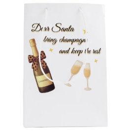 Sacola Para Presentes Média Querido Design de Champanhe de Natal