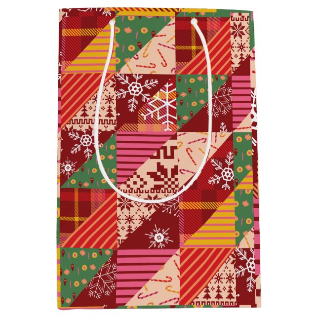 Sacola Para Presentes Média Quilt de Natal (Frente)