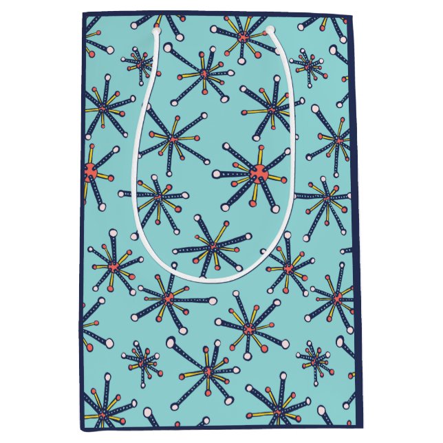 Sacola Para Presentes Média Química Molécula Retro-moderno padrão de Abstrato (Frente)