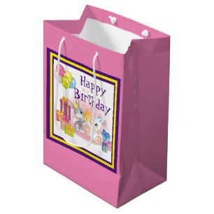 Sacola Para Presentes Média Rabbits Aniversário