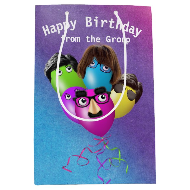 Sacola Para Presentes Média Rainbow Birthday Balloons Do Grupo (Frente)