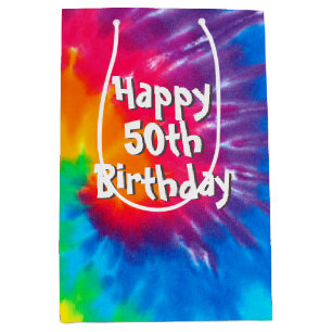 Sacola Para Presentes Média Rainbow Tie Dye 50º Aniversário