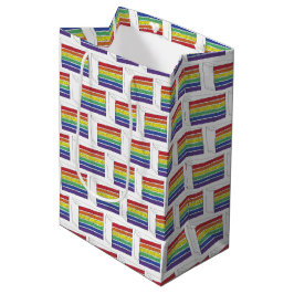 Sacola Para Presentes Média Rainbow Weding Slice Slice Púrpura Coração LGBT Ga