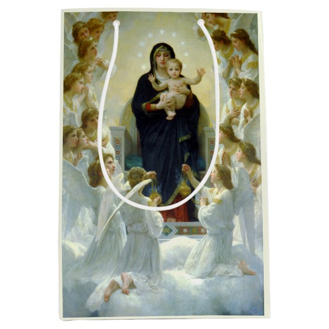 Sacola Para Presentes Média Rainha dos Anjos (por Bouguereau) (Frente)