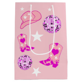 Sacola Para Presentes Média Raiz de Bola de Disco Roxo Moderna Boot