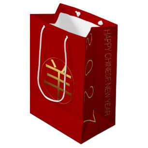 Sacola Para Presentes Média Ram Goat Year 2027 Dourado símbolo gravado M Gift