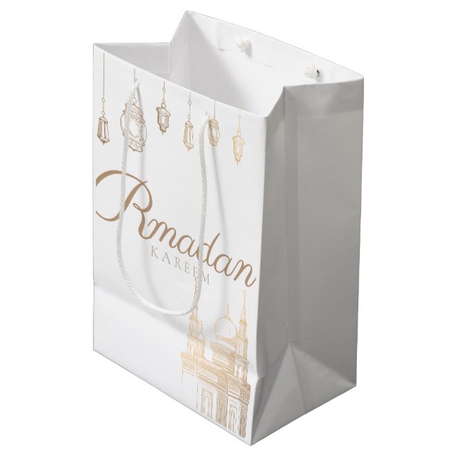 Sacola Para Presentes Média ramadan Kareem - bolsa de presente para celebração (Frente inclinada)