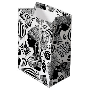 Sacola Para Presentes Média Rapariga africana Retrato Tribal Tatuagem