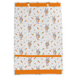 Sacola Para Presentes Média Rapariga Laranja do Coelho Bonito