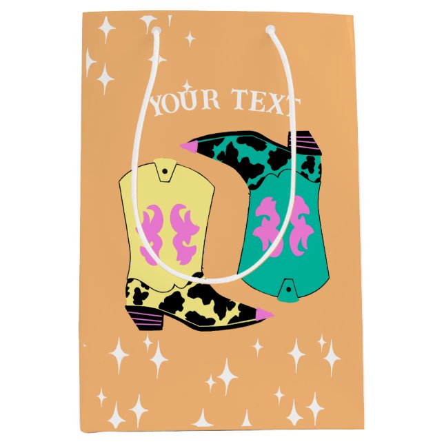 Sacola Para Presentes Média Rapariga Laranja Moderna Boots Rodeo (Frente)