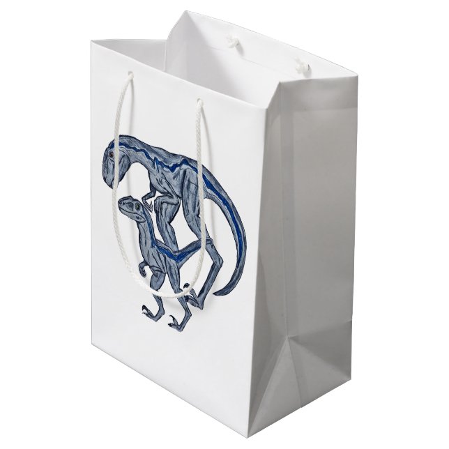 Sacola Para Presentes Média Raptor dinosaur infant newborn boy girl (Verso inclinado)